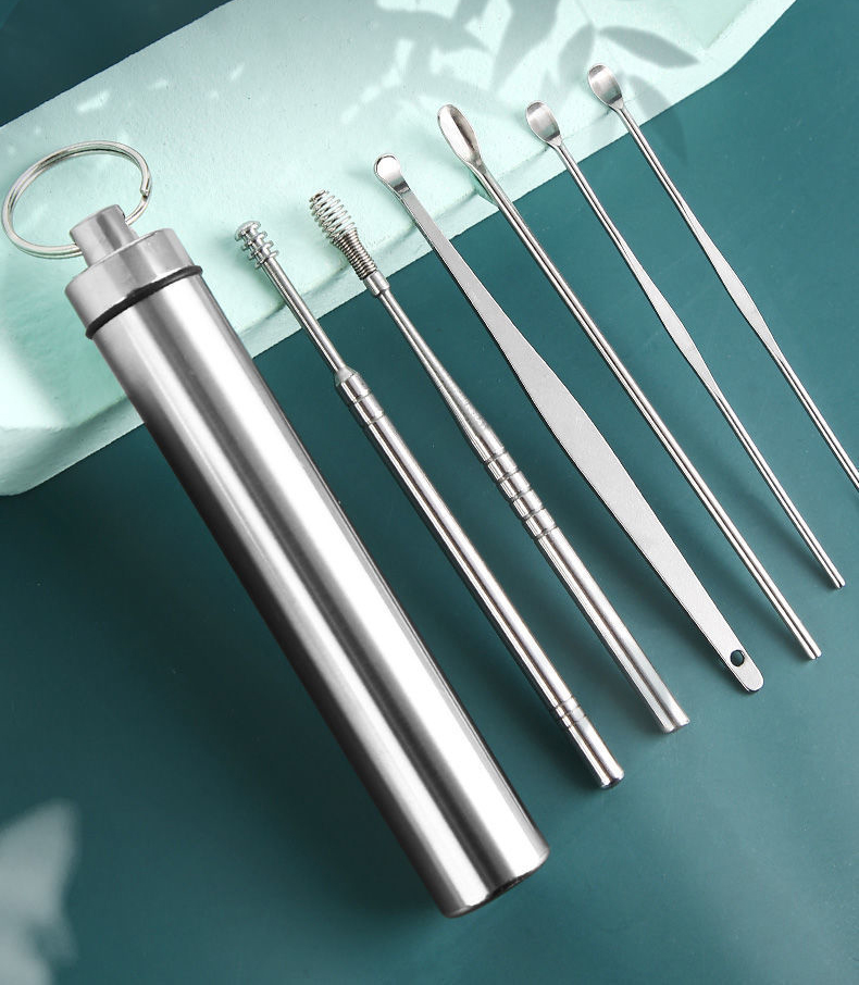 Bộ dụng cụ ráy tai, vệ sinh tai băng inox 6 món