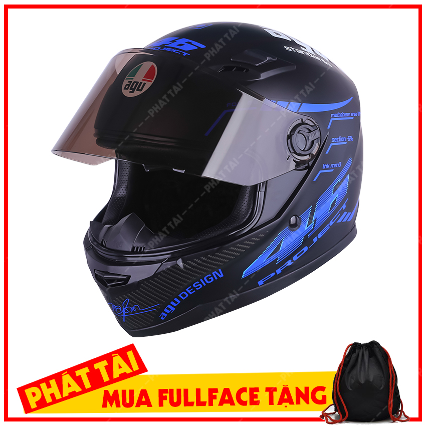 Mũ Bảo Hiểm Full Face AGU 46 Tem Nhiều Màu (Kính khói) - Bảo Hành 12 Tháng,Sản Phẩm Chất Lượng, Gian Hàng Uy Tín, Giá Cả Cực Tốt, Mua Ngay.