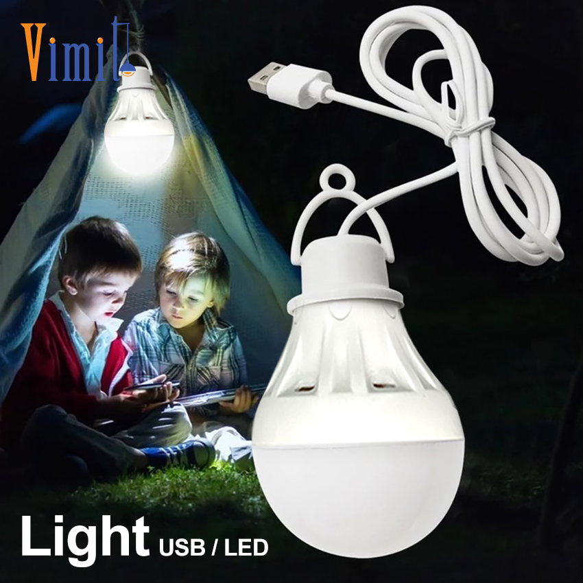 Vimite Led Solar Panel Light Bulb Outdoor Waterproof Garden Light Portable USB Rechargeable Hanging Bulb Lamp Indoor House for Camping Yard Emergency Lighting