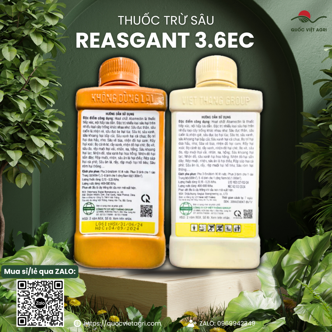 Thuốc trừ sâu REASGANT 3.6EC (chai 450ml) - Abamectin 36g/l Trừ bọ trĩ, rầy nâu, sâu xanh