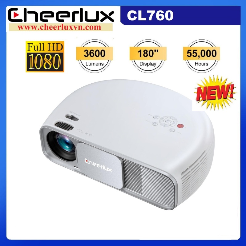 Bảng giá Máy chiếu phim Full HD projector Cheerlux Cl760-UP,nâng cấp 9/2020 xem nét 150 Inch, đèn Led 150W, 3600 Lumens sáng rõ, Zoom điện tử. Điện máy Pico