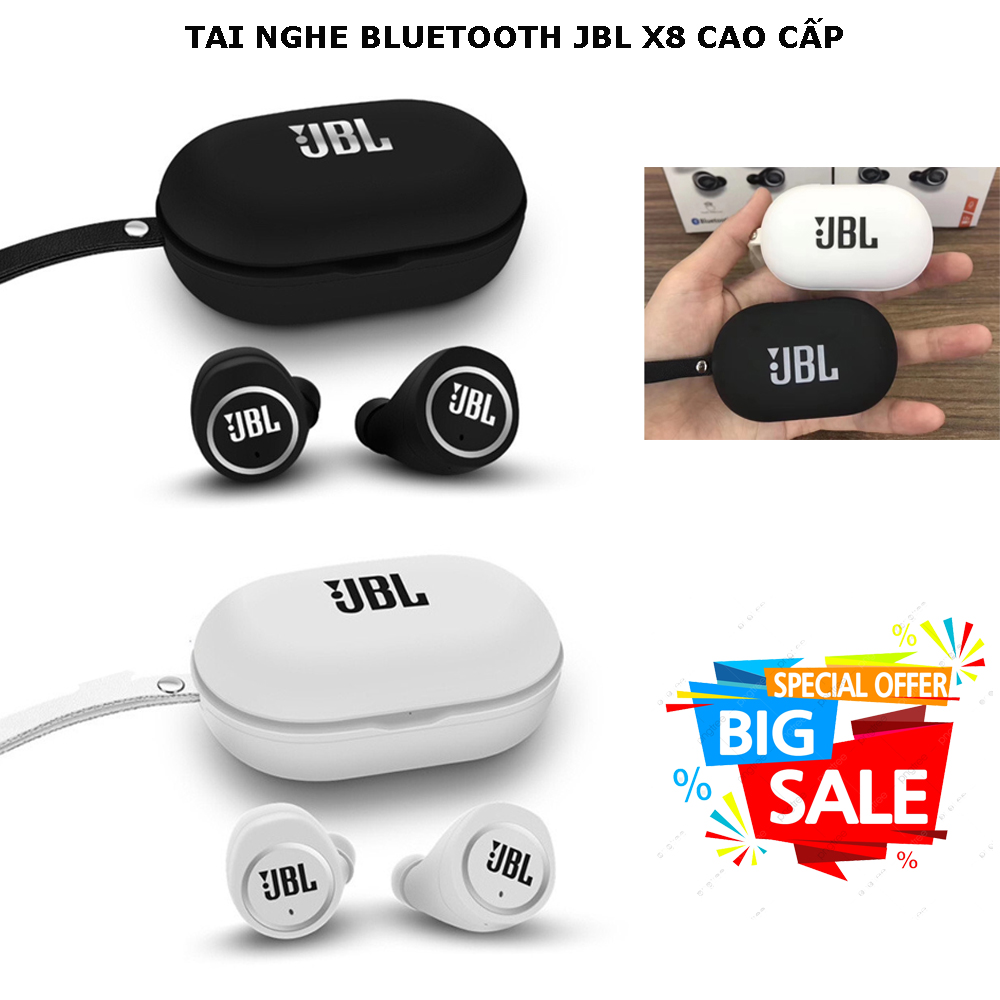 Tai Nghe Không Dây Tương Thích Bluetooth, Tai Nghe JBL X8 TrueWireless Siêu Hot, Tai Nghe Âm Thanh Nổi Chân Thực, Kết Nối Siêu Nhanh, Đàm Thoại Lâu, Phạm Vi Kết Nối Xa, Nhỏ Gọn, BH uy tín 1 đổi 1.