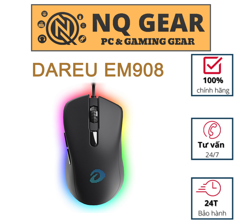 Chuột có dây Gaming DAREU EM908 LED RGB, BRAVO sensor