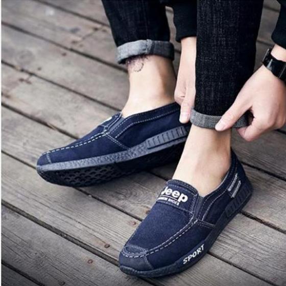 Giày nam- Giày lười JEEP vải Jean đơn giản