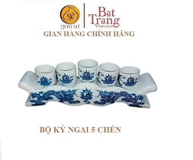 Bộ kỷ ngai 5 chén gốm sứ Bát Tràng