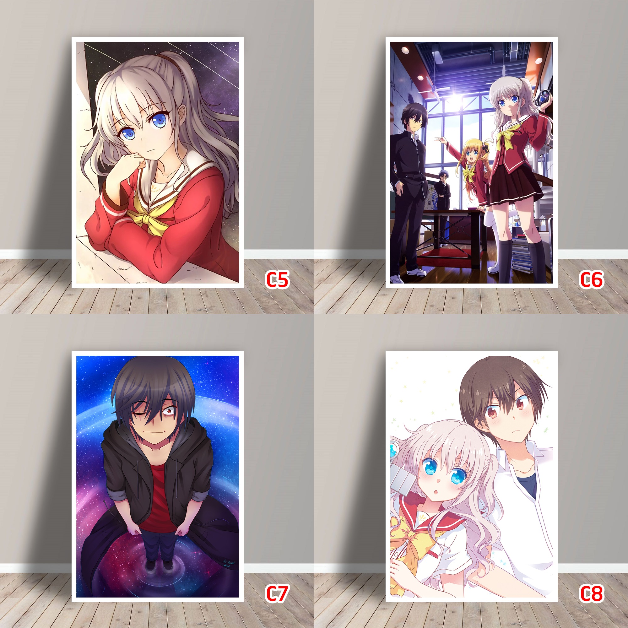Tấm Postcard Cao Cấp Anime Charlotte (21cm x 15cm)