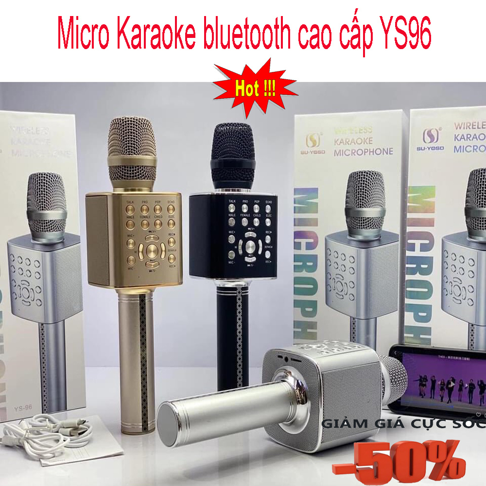 [HCM][Cực Phẩm 2020 ] TOP Mic Hát Karaoke Kèm Loa Bluetooth Chính Hãng Micro Karaoke Bluetooth Cao Cấp YS-96 Mic Karaoke Bluetooth Tích Hợp Thu Âm Live Stream Âm Vang Bass Trầm Ấm Lọc Âm Cực Chuẩn Chống Hú Rít Pin Cực Trâu