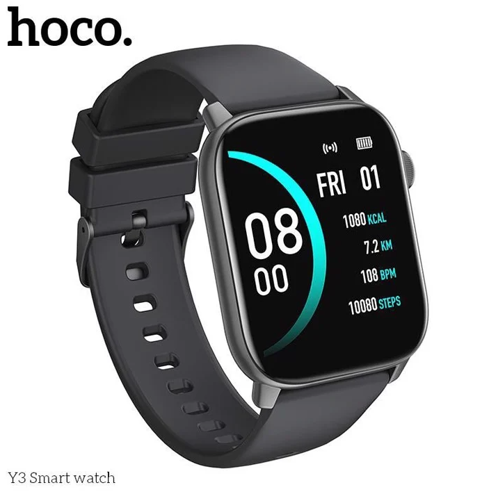Hoco Y3 Smart Watch 1.69 inch 2.5D 220mAh IP68 Bluetooth 5.0 Swimming 1 Charging Cable Blood Pressure Heart Rate Step Count Sleep Tracking 8 Sports Modes Vietnamese Support