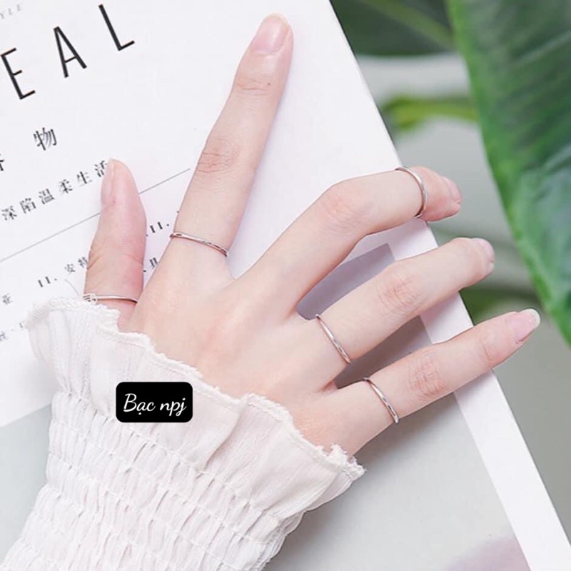 Nhẫn chỉ trơn ️ Siêu Hot️ Bạc Ta, nhẫn nữ cá tính - Bạc Npj