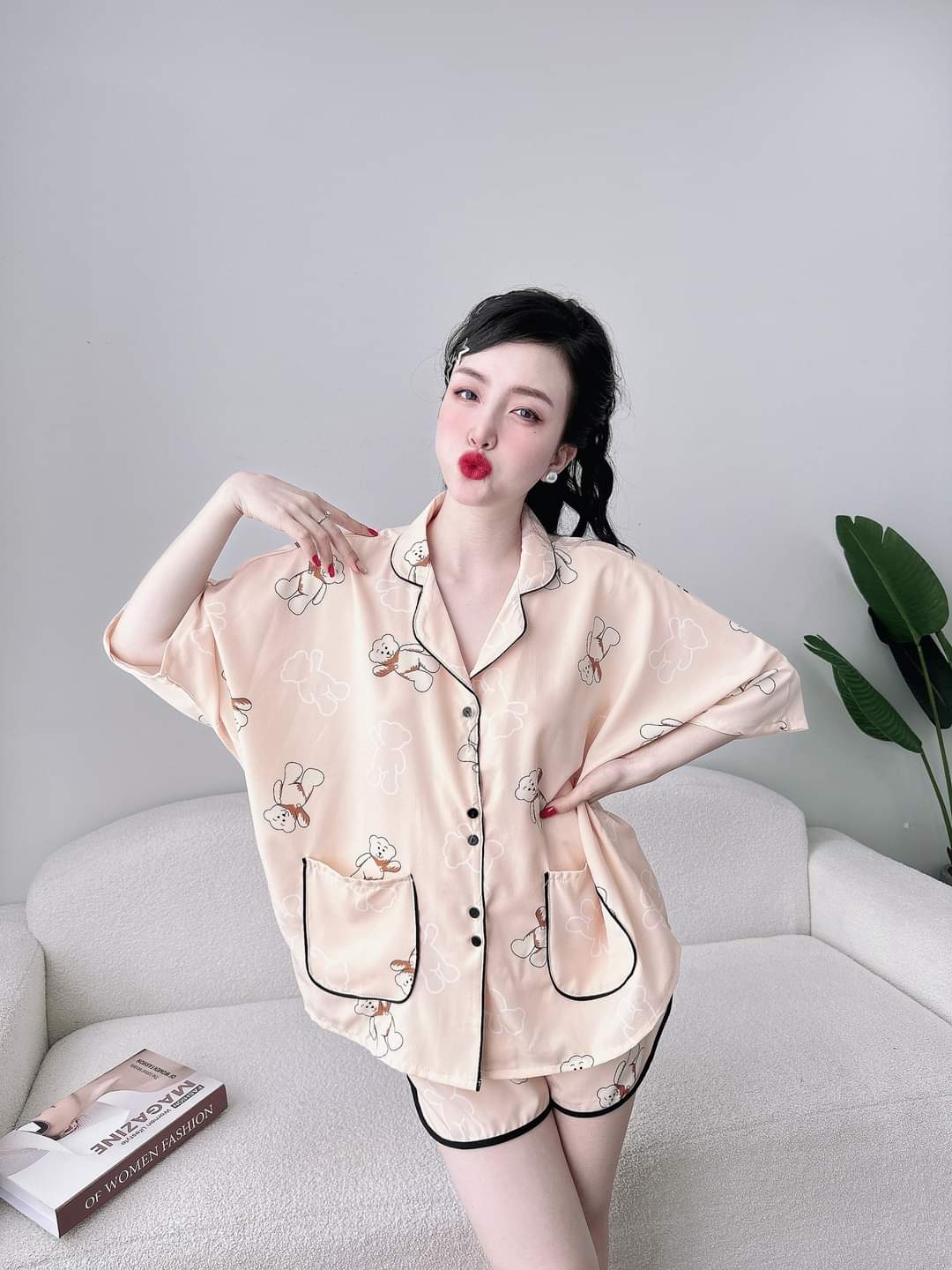 Đồ Bộ Ngủ Pijama Đùi Cánh Dơi Mango Bigsize 50-100kg Lụa Nhật