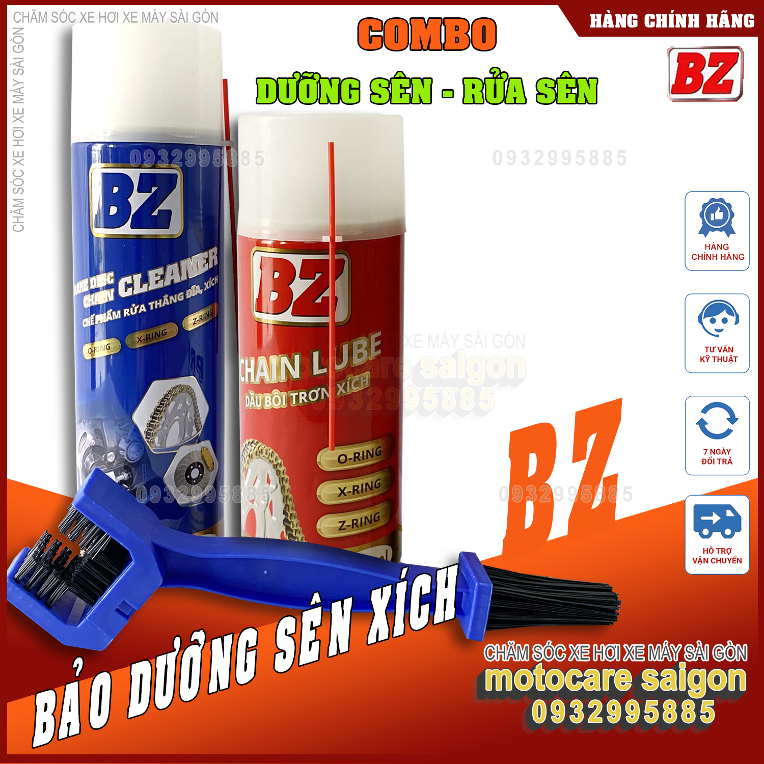 Bộ combo vệ sinh sên bz + dưỡng sên bz + bàn chải 3d