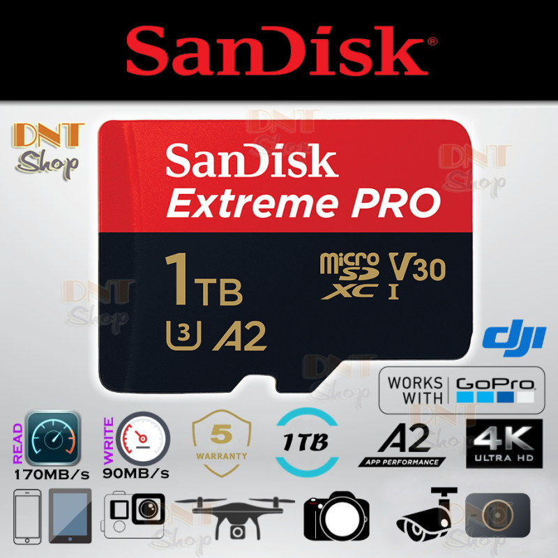 Thẻ nhớ MicroSDXC SanDisk Extreme PRO A2 - 1TB V30 U3 Class 10 UHS-I 170MB/s (SDSQXCZ-1T00-GN6MA)