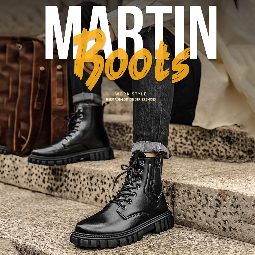 Giày bốt Nam Cao Cổ martin Full Đen Bcc014