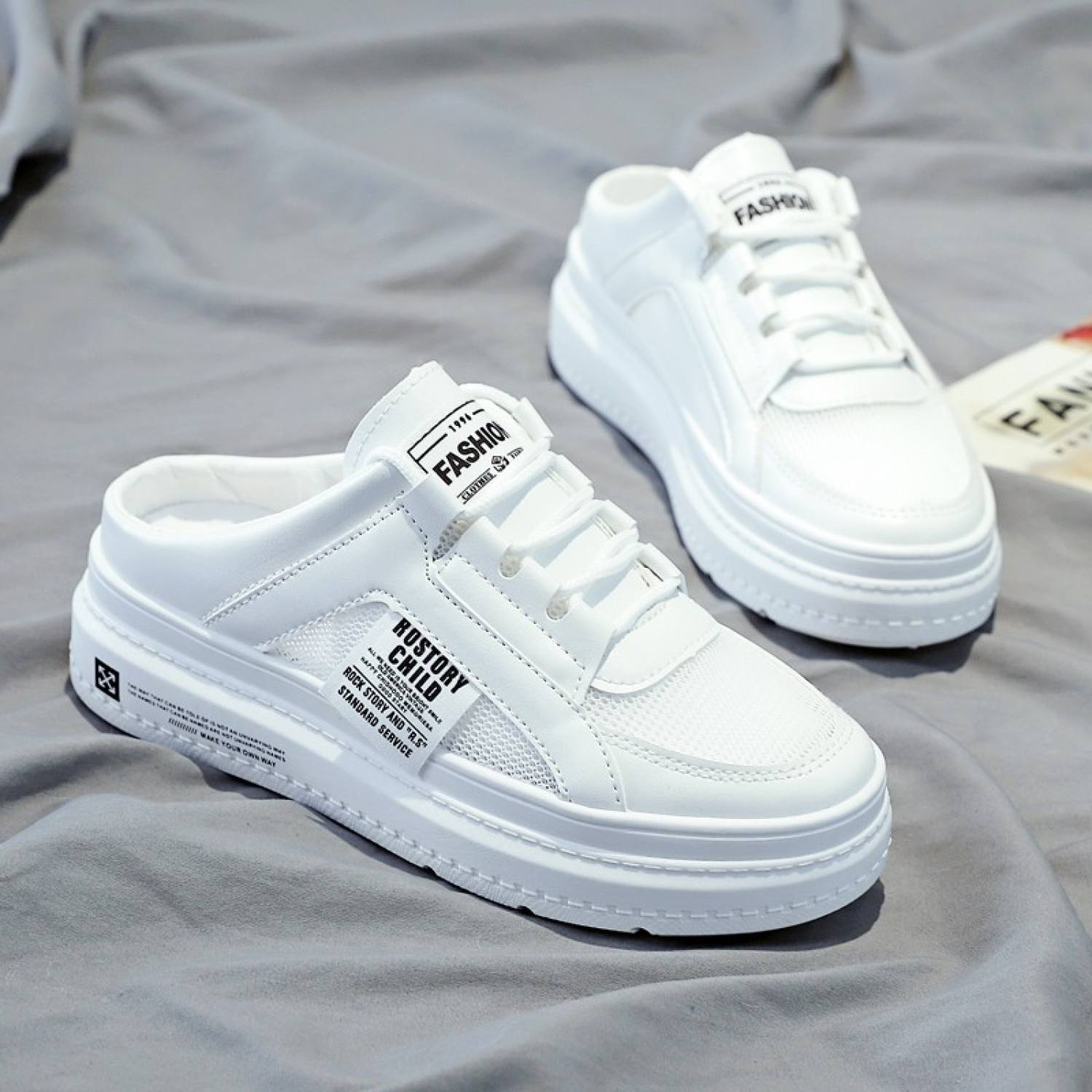 Giày Lưới Sục Nữ Giày Slip On Dế Bánh Mì 5 Phân