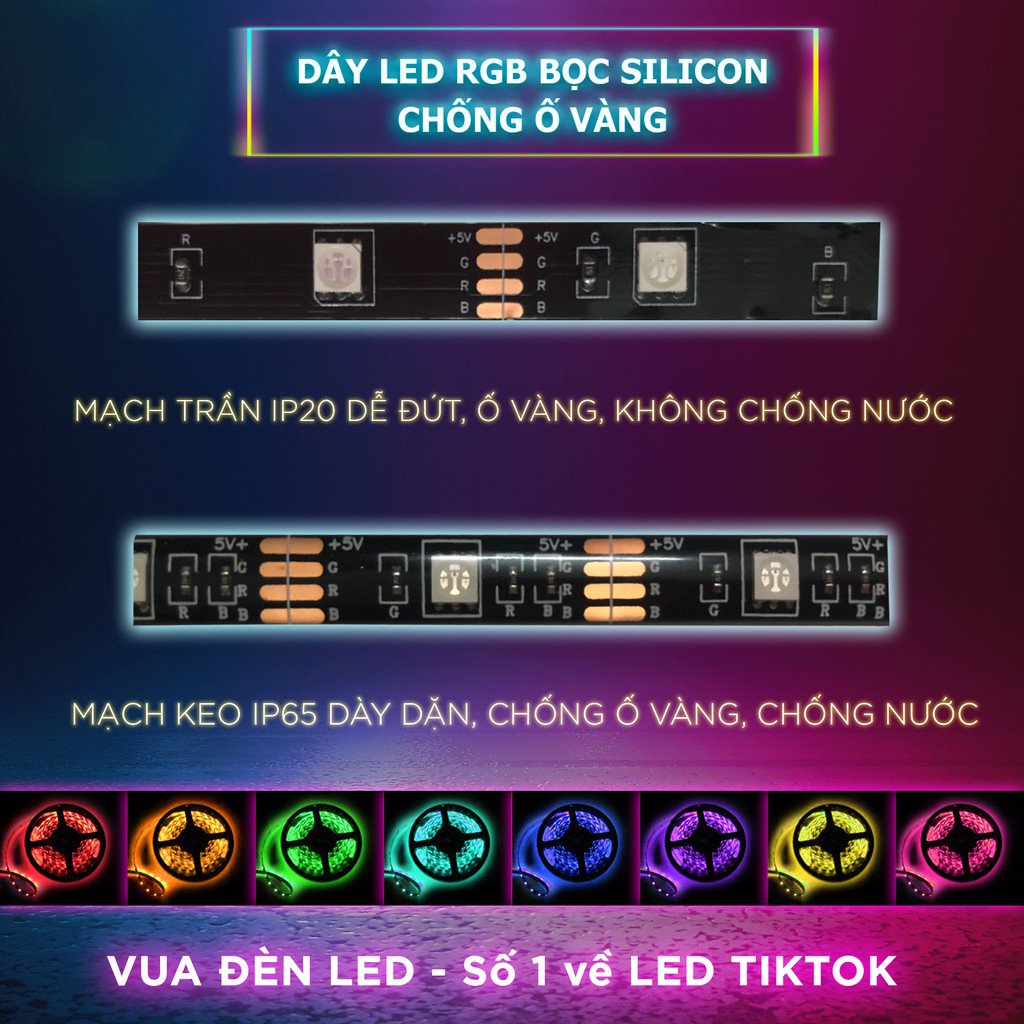 Bộ Dây Đèn LED Đuổi ARGB 5 Mét Dùng APP Nháy theo nhạc TIKTOK, Đèn LED Decor Phòng Ngủ, Trang Trí Nhà Cửa Ngày Lễ Tết