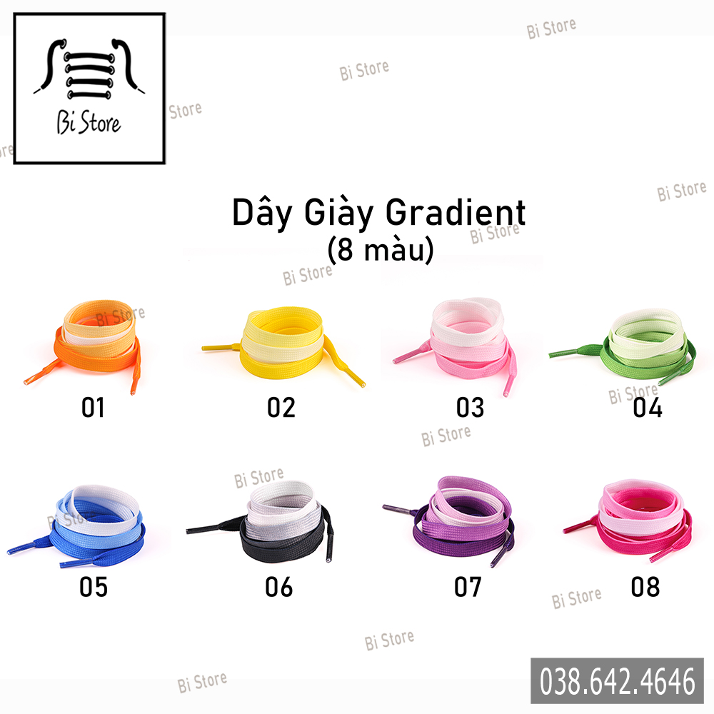 Dây giày dẹt màu chuyển đổi Gradient (có video, ảnh chụp thật)