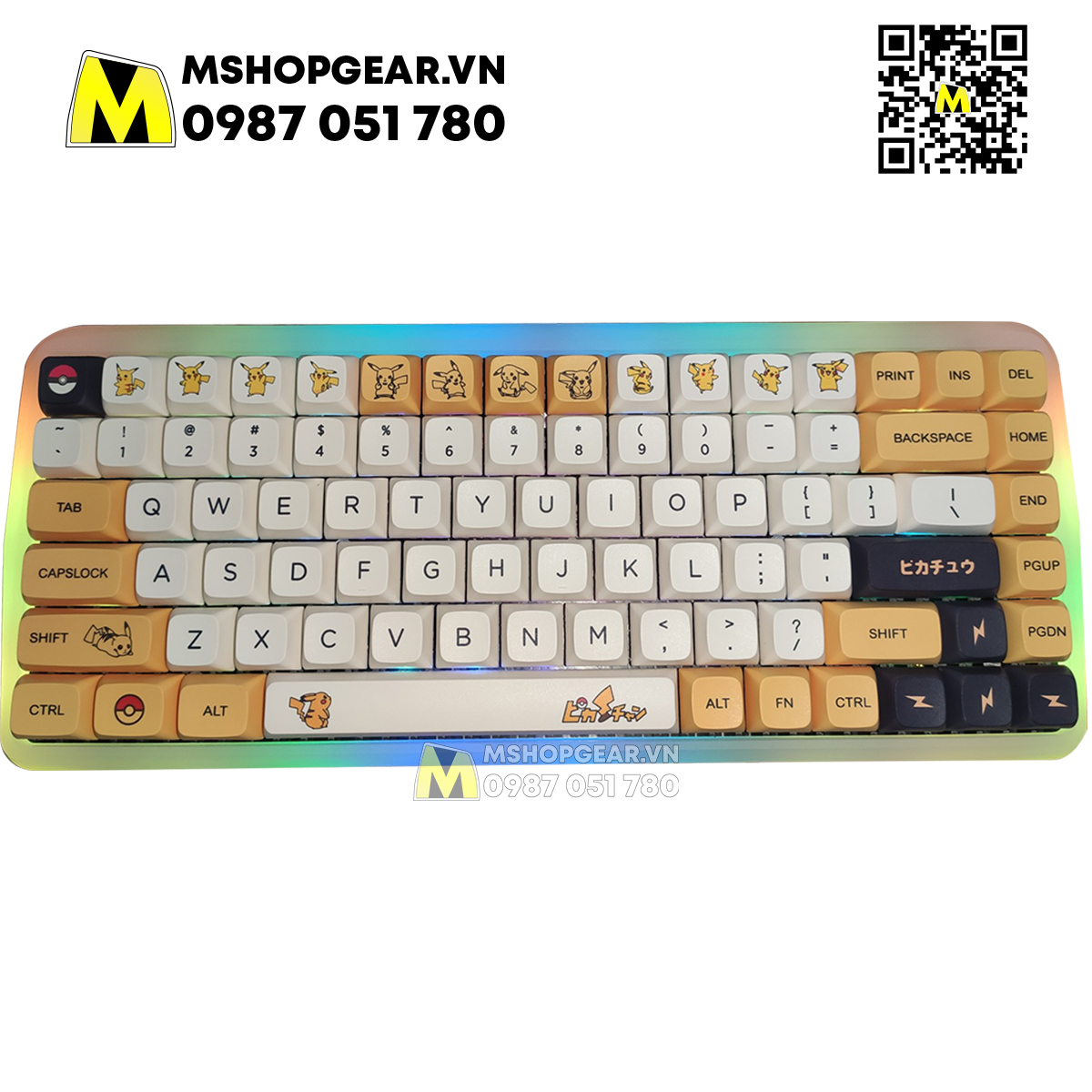 Bộ nút gắn bàn phím cơ - Keycap XDA-QX Pikachu thick pbt xda profile dye-sub 139 keys