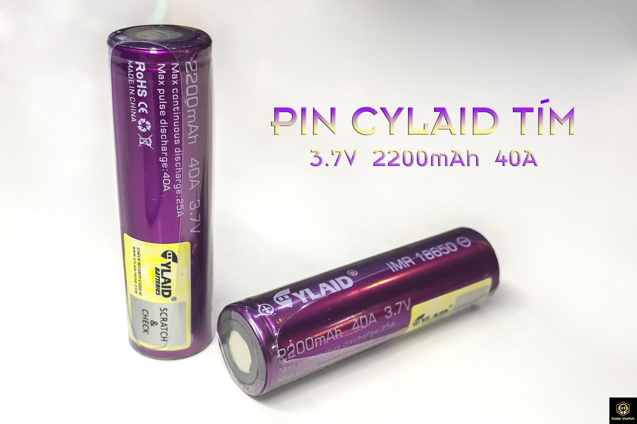 ( 1 viên ) Pin sạc 18650 Cylaid 2200mAh 40A 3.7V ( Pin tím )