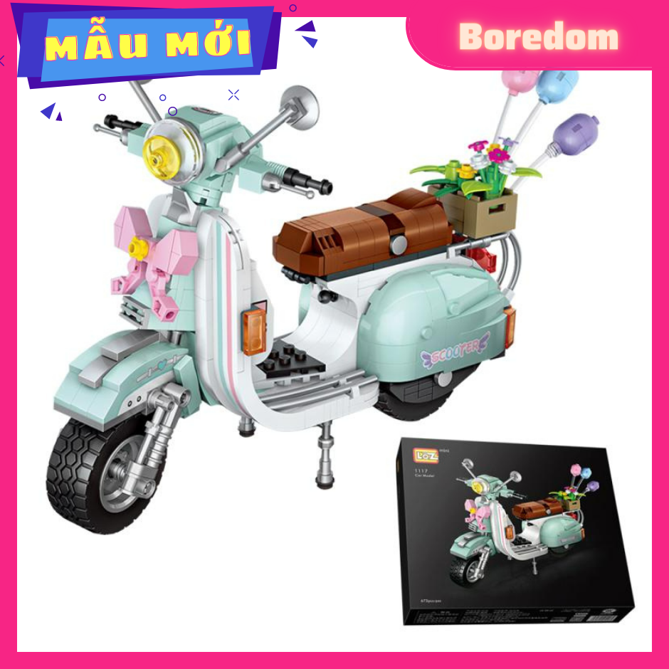 Xếp hình nanoblock xe vespa xanh