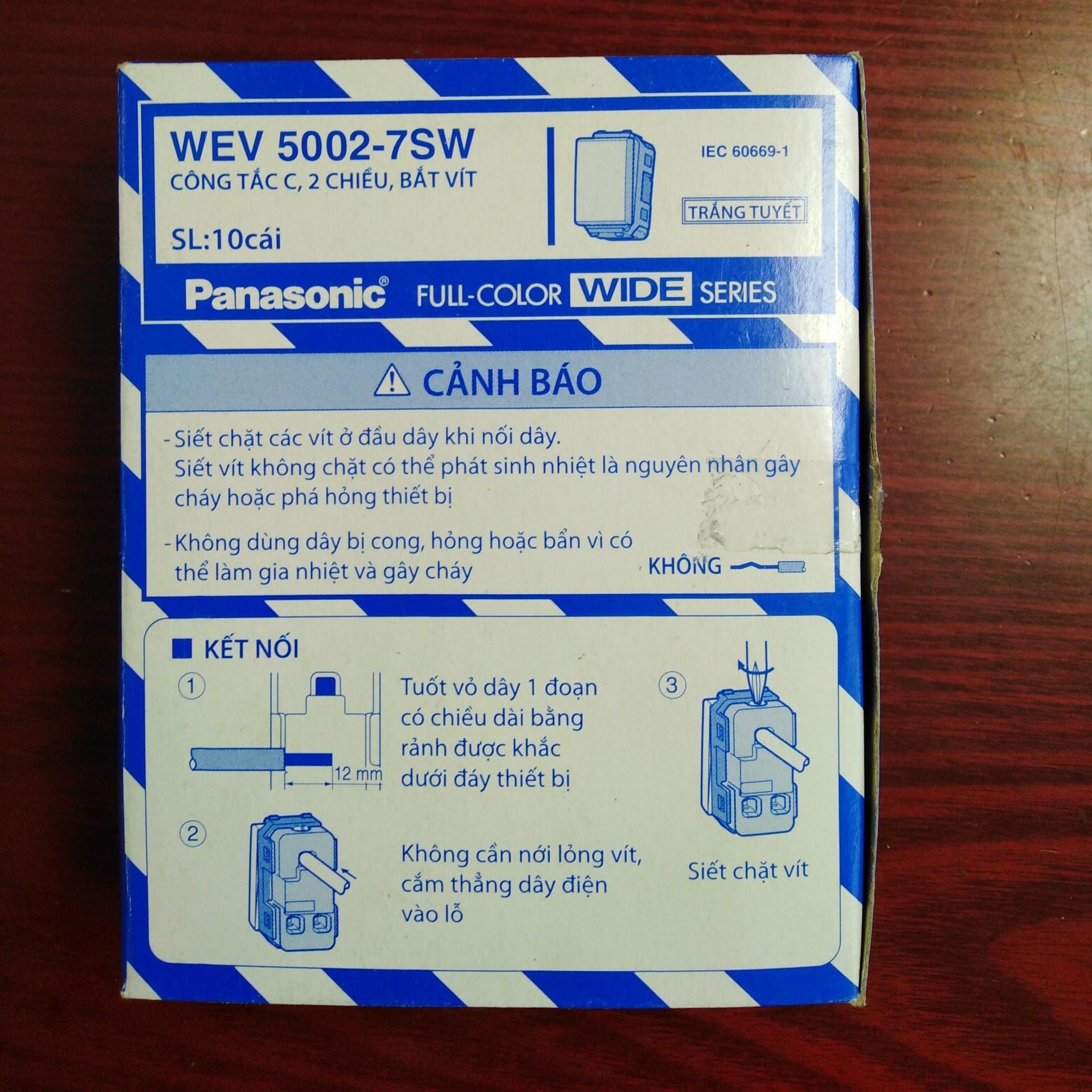 Hộp 10 hạt công tắc 2 chiều Panasonic WEV5002-7SW hạt to