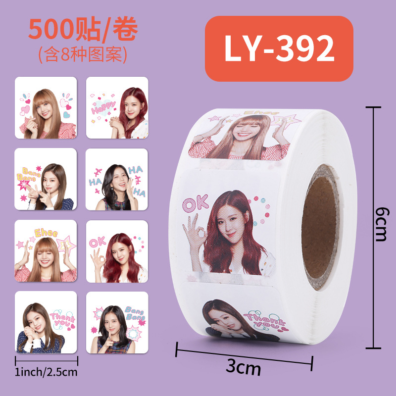 Sticker cuộn 500 miếng Black Pink