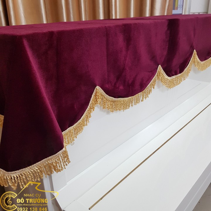Khăn Phủ Đàn Piano nhung đỏ cao cấp mềm mịn