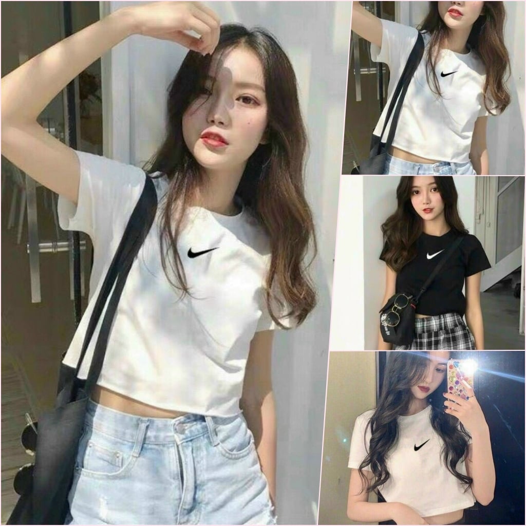 COMBO 2 ÁO CROPTOP TRẮNG ĐEN ĐẦY CÁ TÍNH
