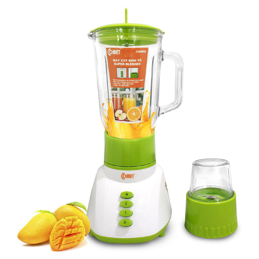 MÁY XAY SINH TỐ 2 LY THỦY TINH COMET CM9953 SIÊU BỀN ( 1.25 LÍT - BẢO VỆ QUÁ NHIỆT, AN TOÀN KHI SỬ DỤNG )