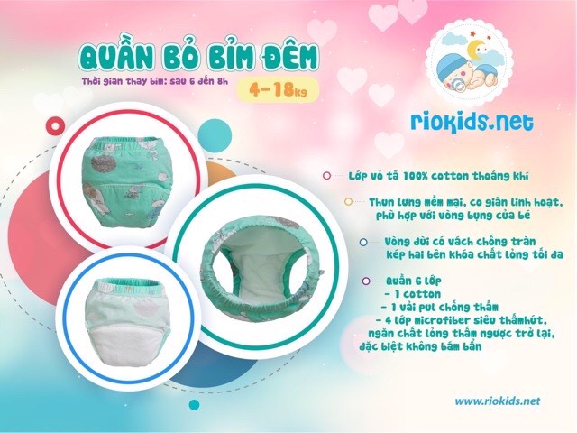 Quần bỏ bỉm ĐÊM size 7-20 kg