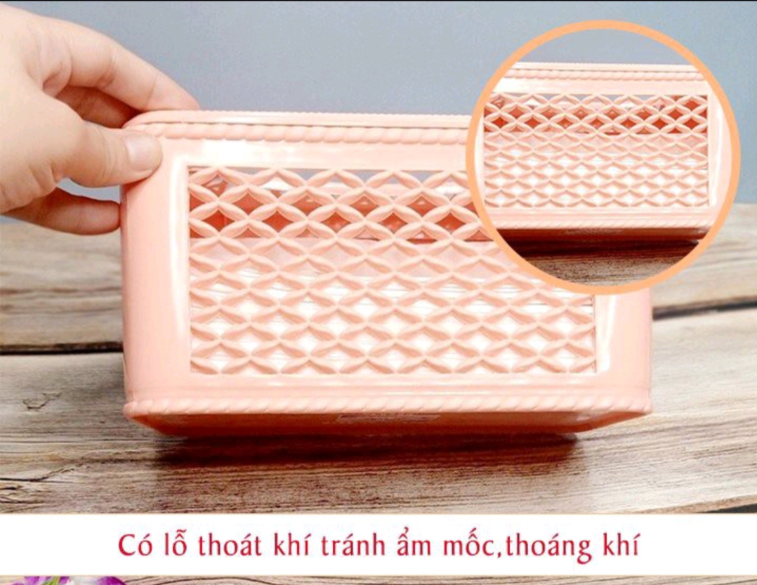 Hộp đựng giấy ăn, khăn giấy giả mây chữ nhật nhựa Việt Nhật