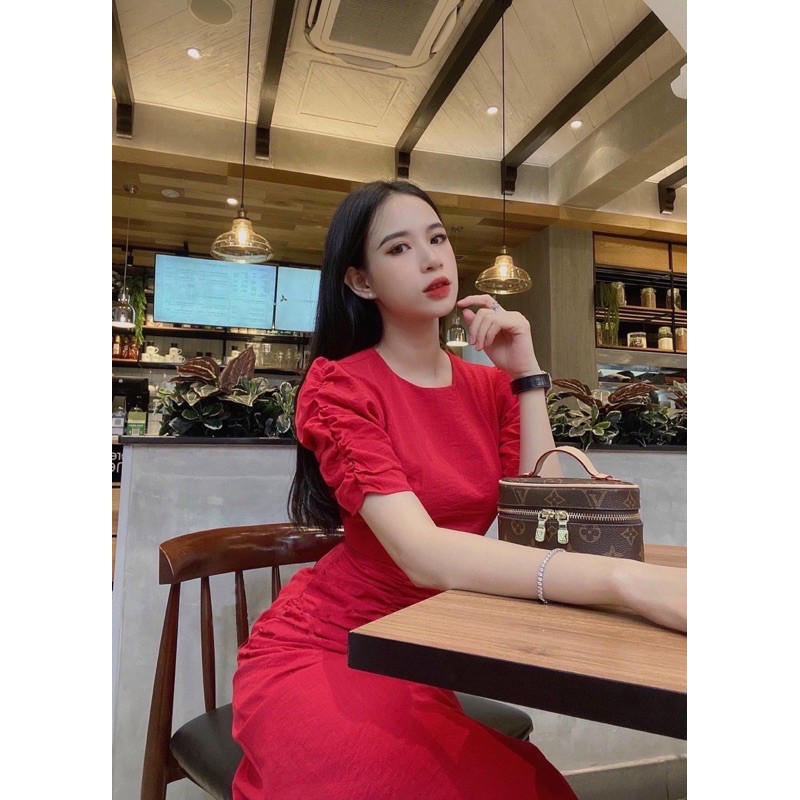 Đầm cổ tròn tùng nhúng 3 màu