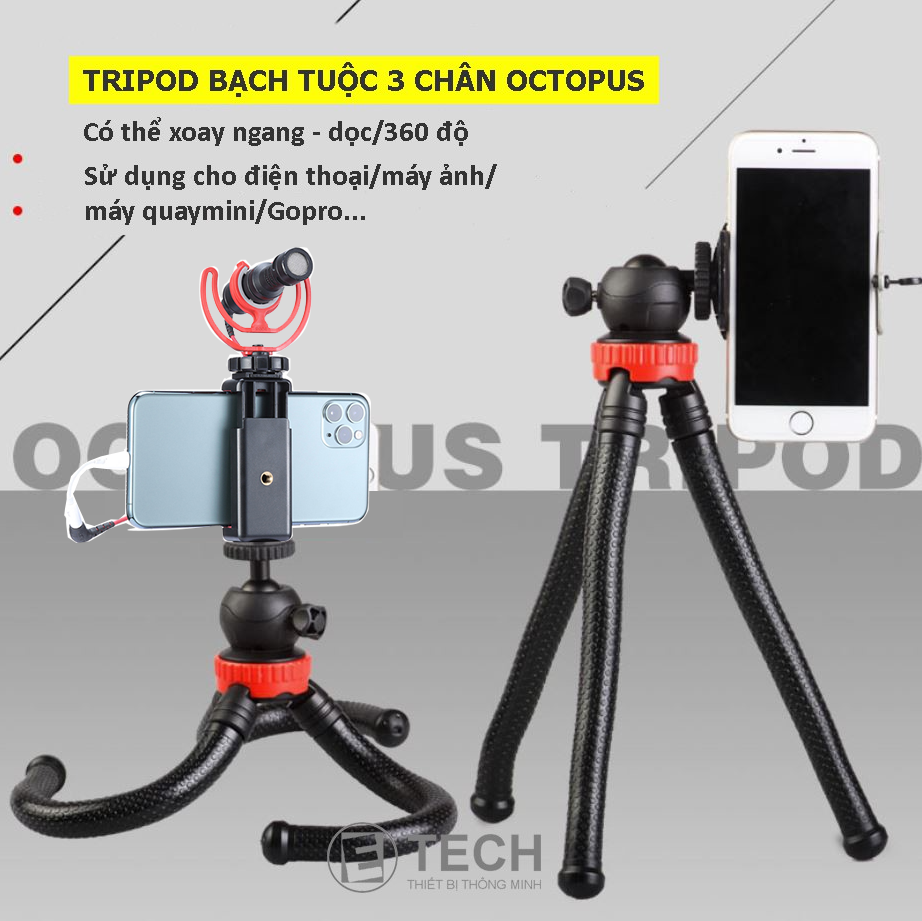 TRIPOD BẠCH TUỘC (CHÂN NHỆN) CHO ĐIỆN THOẠI, MÁY ẢNH, GOPRO