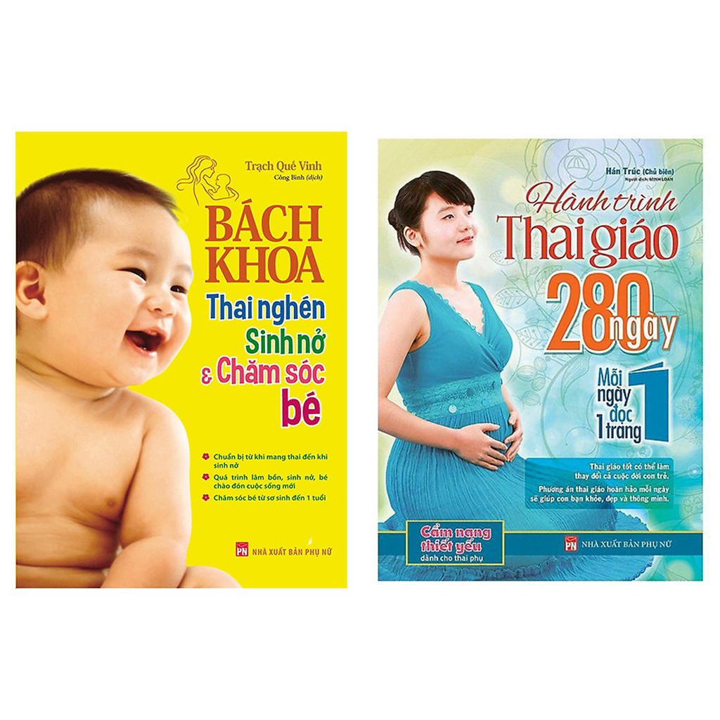 Sách - Combo Bách Khoa Thai Nghén, Sinh Nở Và Chăm Sóc Bé + Hành trình thai giáo 280 ngày
