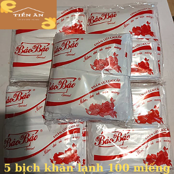 5 Bịch Khăn lạnh cao cấp Bảo Bảo 100 miếng ( loại mỏng ), 50 miếng ( loại dầy )
