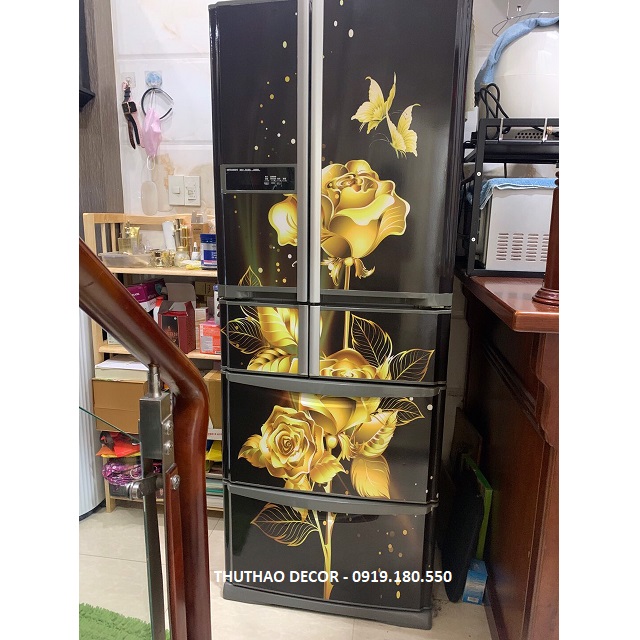 Miếng dán tủ lạnh Hoa Hồng Vàng - THUTHAODECOR