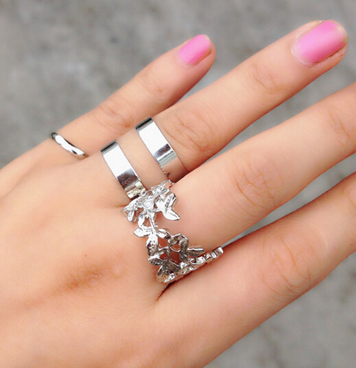 Nhẫn Thời Trang Hình Lá 3 Chiếc