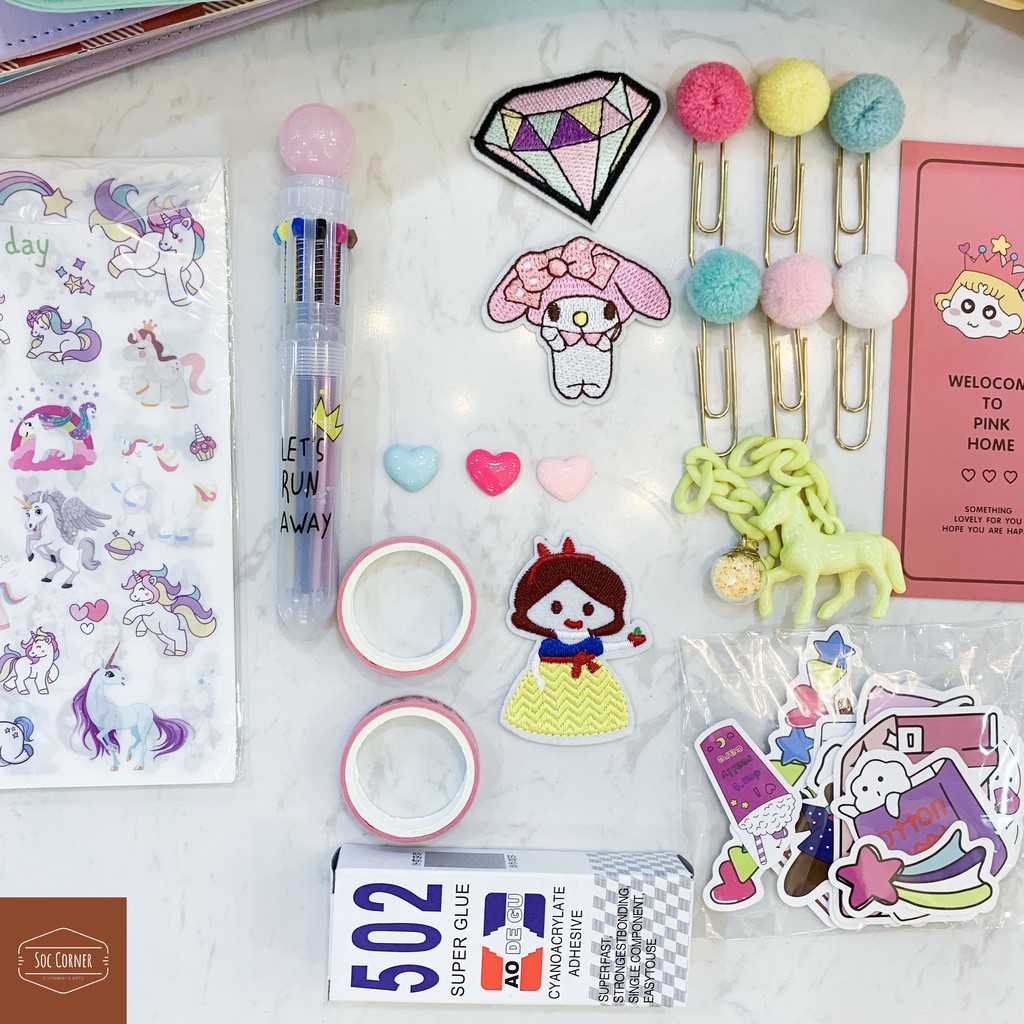 BỘ SẢN PHẨM SỔ CÒNG PLANNER 6 LỖ SIZE A5 (Giấy - Phân trang - Sticker - Bút - Kẹp - Móc)