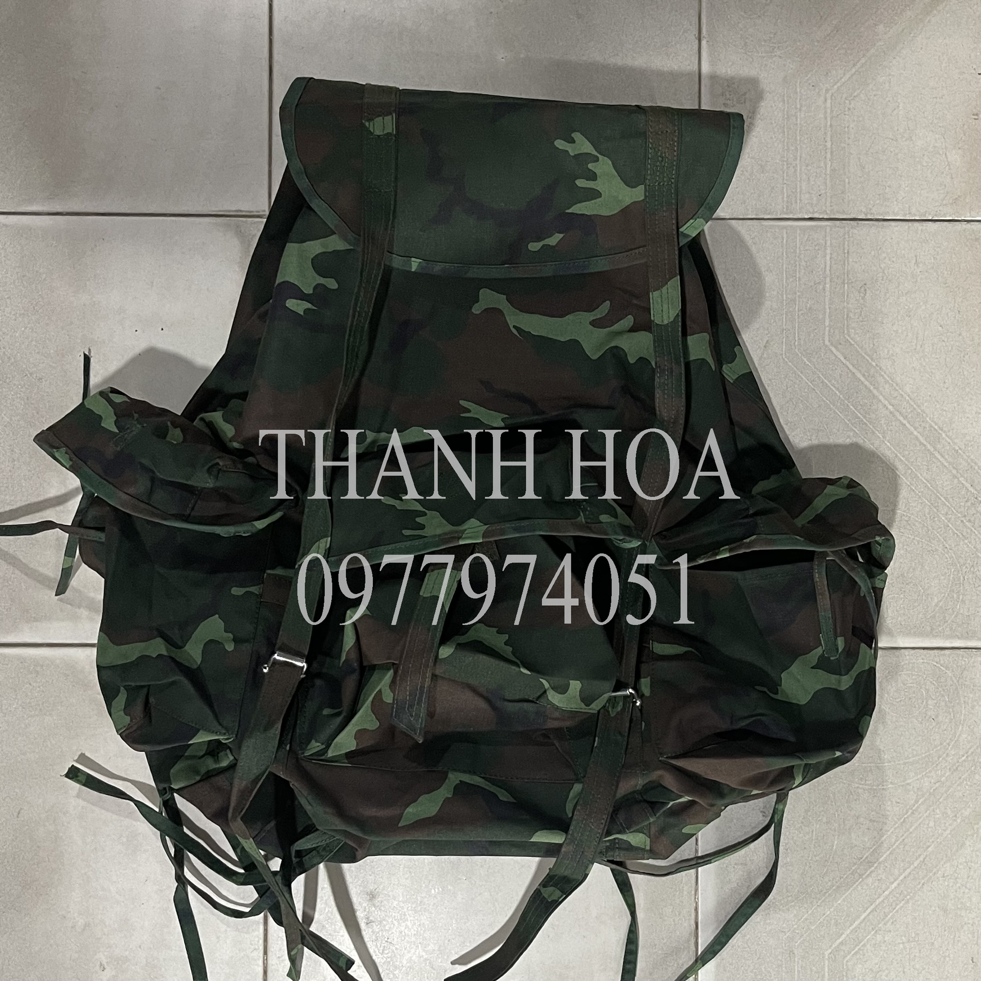 Balo con cóc màu xanh in loang