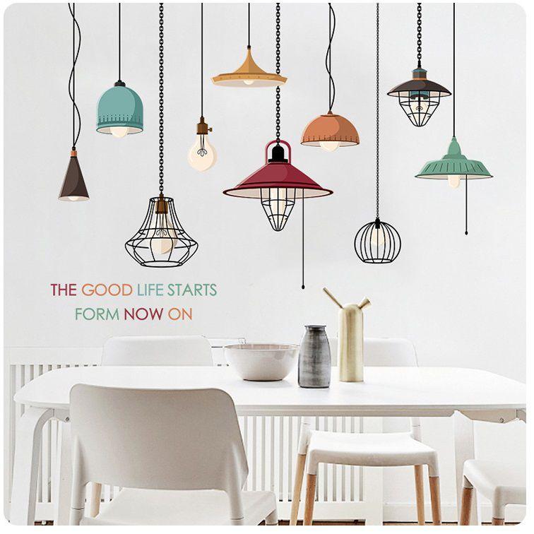 [HCM]Tranh 3d decal Đèn treo Amyshop số 5 (105 x 125 cm)