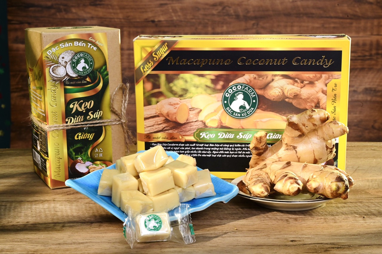 Kẹo dừa Sáp vị Gừng Cocofarm ít đường