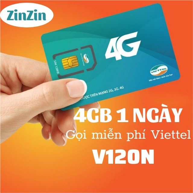SIM V120 4G VIETTEL 4Gb/ngày+gọi miễn phí nội mạng+ngoại mạng, dùng cho điện thoại di động,máy tính bảng,phát wifi,camera,dcom,đồng hồ thông minh,dùng toàn quốc
