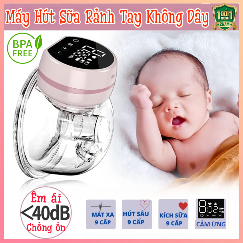 Máy hút sữa rảnh tay không dây - Máy hút sữa thông minh - Cốc hứng sữa - Phễu hứng sữa - 9 chế độ massage, 9 chế độ vắt sữa, 9 chế độ kích thích.