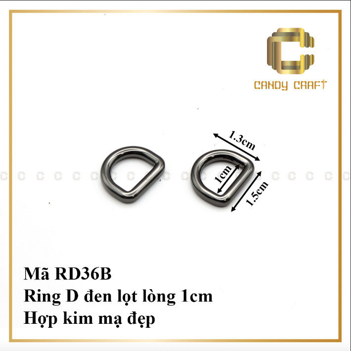 Khoen D (ring D)màu đen - phụ kiện làm túi xách