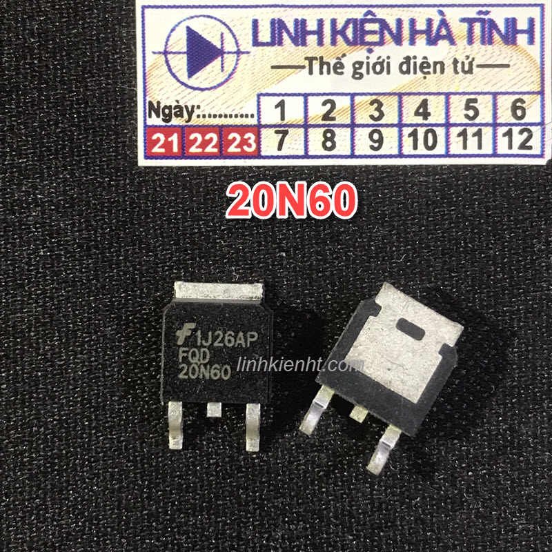 Túi 5 con fqd20n60 20n60 mosfet kênh n 20a 600v dán