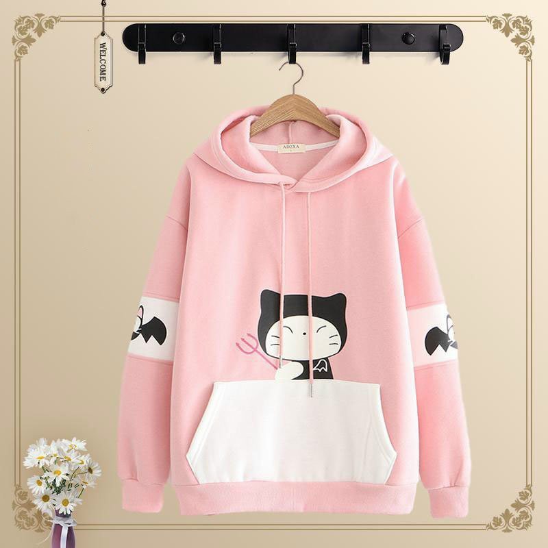 [HCM]áo khoác hoodie áo khoác nỉ xiu xinháo khoác nữ  áo khoác có nón áo khoác thu đông  áo khoác nam nữ in mèo dể thương BL