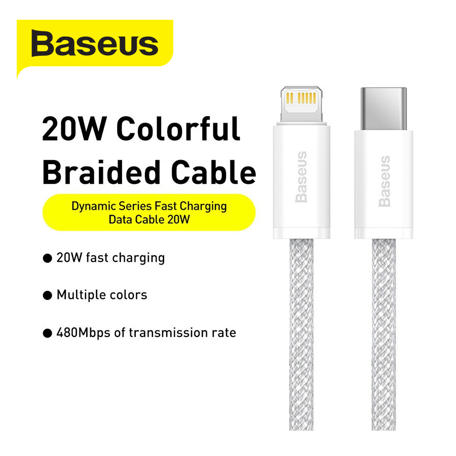 Cáp sạc nhanh Baseus Dynamic Series PD 20W Type-C to Lightning dành cho iPhone/iPad, data 480Mbps, dây bọc dù chống đứt, dài 1m/2m