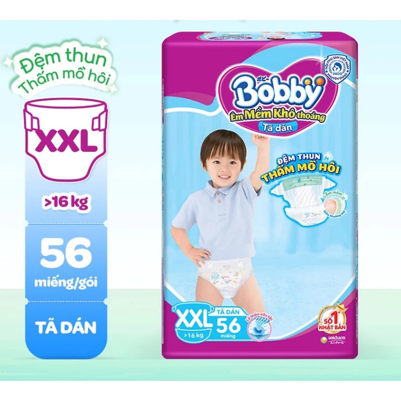 Tã dán Bobby Siêu Mỏng M76/XL62/L68/XXL56