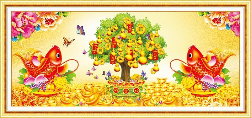 Tranh đính đá cao cấp Venus Phát Tài Phát Lộc -KT: 90x42Cm