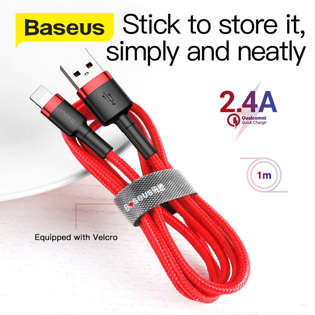 [ Mã giảm giá 60k cho đơn hàng từ 400k ] Cáp sạc Baseus sạc nhanh và truyền dữ liệu tốc độ cao Cafule Lightning cho iPhone/ iPad 2.4A Sạc nhanh Siêu bền iPhone 1111Pro max XS max....