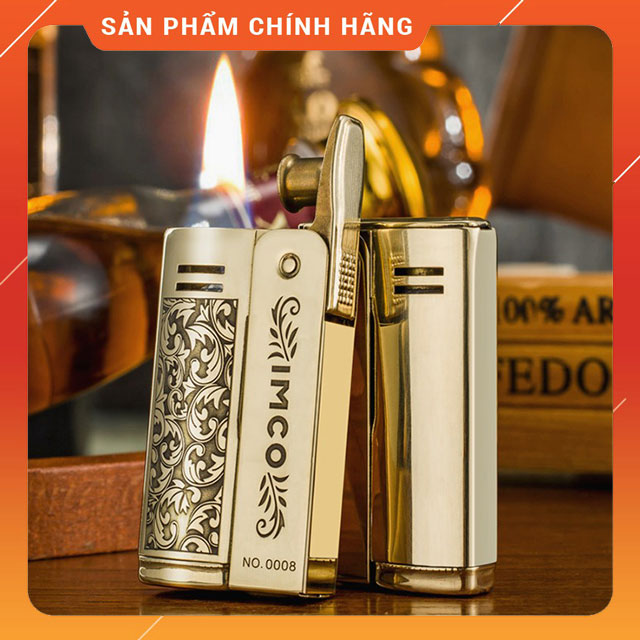 Hộp quẹt bật lửa xăng đá imco 6800h kiểu cối cổ bằng đồng cực đẹp - nhiều hình
